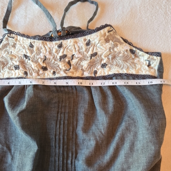 Papaya M/L Y2K Gray Balloon Cami Babydoll Embroidery Spaghetti Strap Wooden Ring - Picture 13 of 13